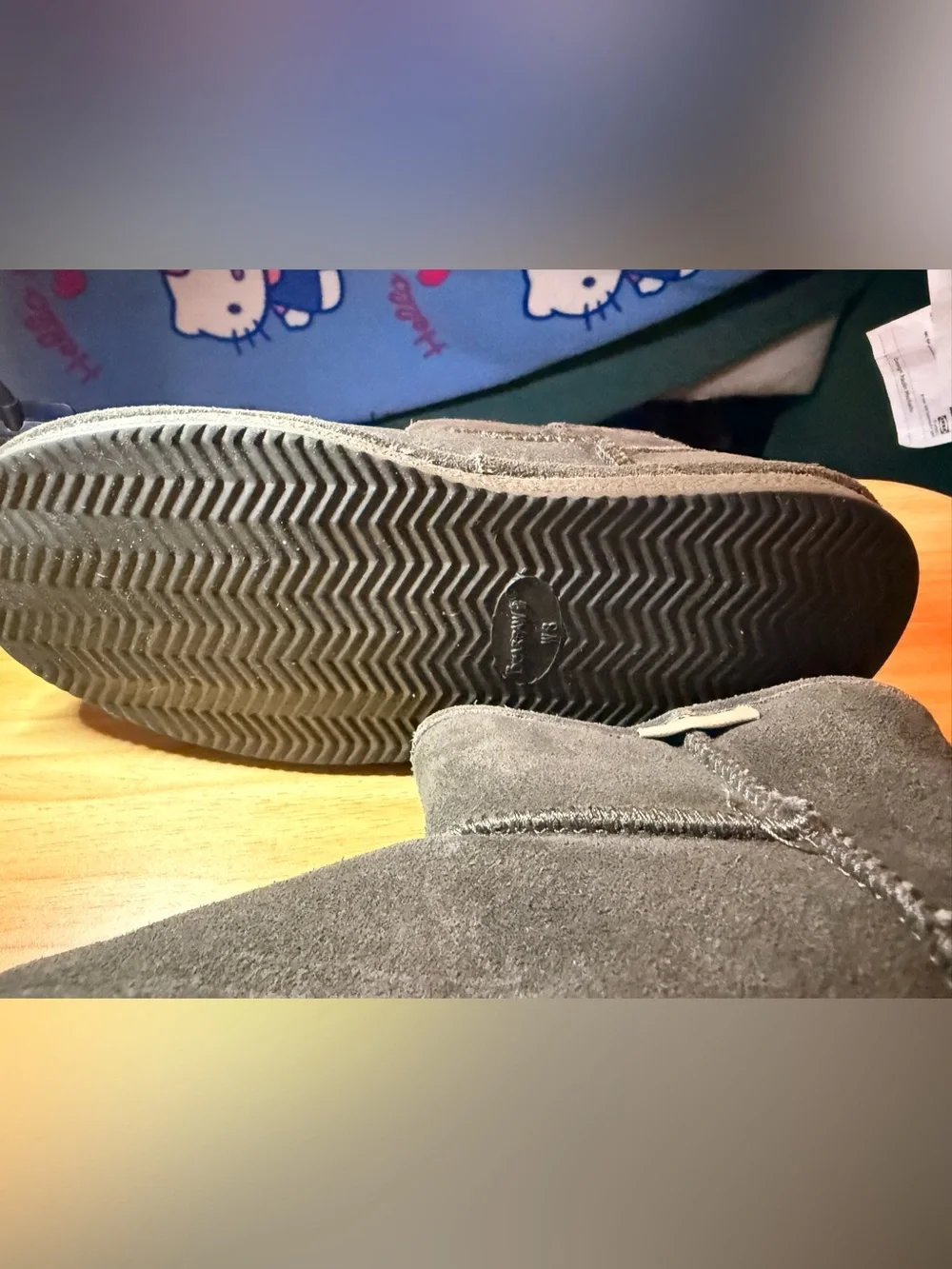 Bearpaw Black Suede Shearling Lined Slippers
